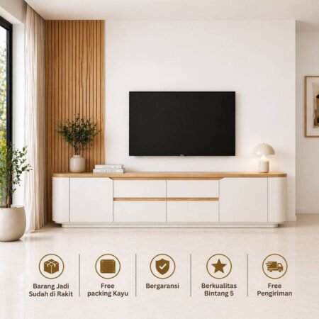 Meja TV Minimalis Sudut Melengkung Aesthetic [BF-11]
