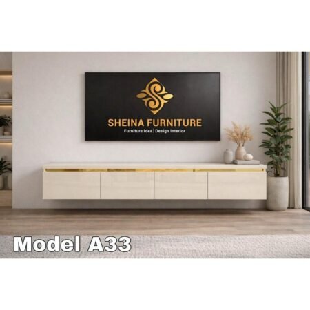 Meja TV Gantung Premium HPL Glossy List Gold A33 - T 25