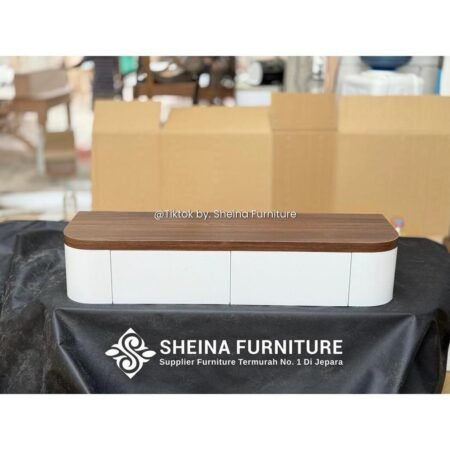 Meja Rias Gantung Walnut Putih Floating Cabinet